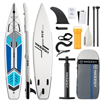 SUP 380*81 Ice-Blue Cruiser PVC Planche de paddle gonflable extra-longue pour adultes, usage familial, rapide, stable et équilibrée