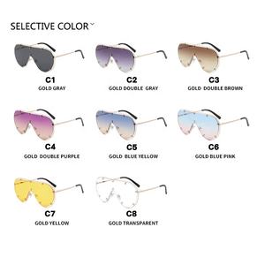 7142 kacamata hitam <span class=keywords><strong>Pilot</strong></span> wanita dan pria, satu buah lensa bening bertatahkan logam ukuran besar 2025 - Product Image 5