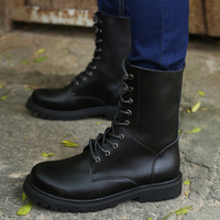 Chaussures en cuir pour hommes printemps-automne 2026, chaussures montantes à semelle épaisse, chaussures décontractées tendance pour hommes, bottes d'extérieur pour hommes avec lacets, bottes de moto