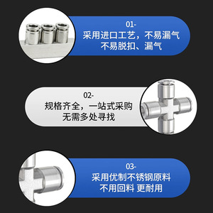 304 Stainless Steel Pneumatic <b>Quick</b> <b>Connector</b> Five Way High Pressure Corrosion Resistant - Product Image 5