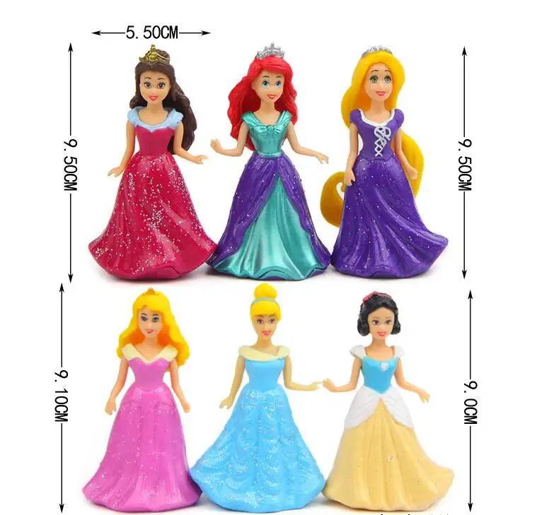 Alta qualidade 6 tipos bonito princesa vestido resina miniatura, figuras dos desenhos animados kits de garagem modelos.