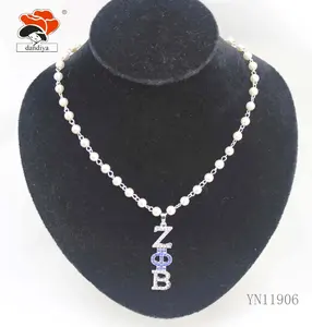 Vòng Cổ Ngọc Trai ZETA PHI BETA Trên Rhinestone Nữ Sinh & Huynh Đệ Hy Lạp