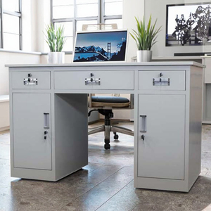 Table d'ordinateur de bureau moderne en acier avec armoire de rangement à trois tiroirs pour l'école ou la maison, en métal durable - Product Image 1