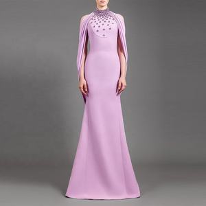 OUDINA yeni boncuklu Halter boyun Hollow Backless şal uzun artı boyutu akşam gece elbisesi Lady zarif Maxi elbiseler kadınlar - Product Image 1