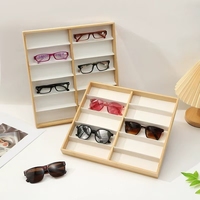 Cadeau d'usine personnalisable étui de voyage en cuir PU fente multiple lunettes en bois montre stockage classique lunettes de soleil présentoir