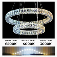 Lustre LED Youguang moderne et épuré en fer à 3 anneaux, noir élégant, température de couleur réglable, pour chambre/salon