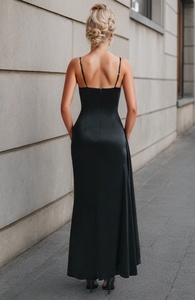 Abito <span class=keywords><strong>Lungo</strong></span> Elegante <span class=keywords><strong>da</strong></span> Donna in Raso con Collo all'Americana, Silhouette a Matita, <span class=keywords><strong>Vestito</strong></span> <span class=keywords><strong>da</strong></span> Sera con Spalline, Taglie Forti, per Occasioni Diurne, Lavabile - Product Image 4
