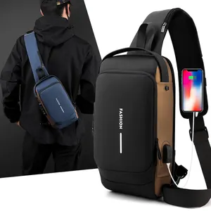 Bolsos de pecho para hombres, venta al por mayor, bandolera personalizada, bolsos de mensajero para hombres, bolso de moda, bloqueo de cuero antirrobo Hebei 0,4