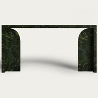 Table console en marbre Dream Home avec base en arche recourbée, cadre à encoches incurvées intérieures, en travertin rouge, table contemporaine pour couloir