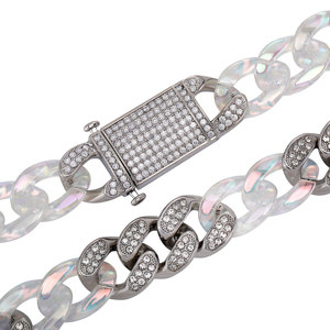 Collar de cadena cubana de hip-hop popular, con acrílico colorido y empalmes, para hombre, versátil y elegante, tipo cadena para suéter - Product Image 5