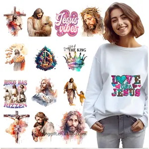 Wholesale christian bible verse jesus print dtf heat transfer vinyl designs iron on transfers ready to press for t shirts