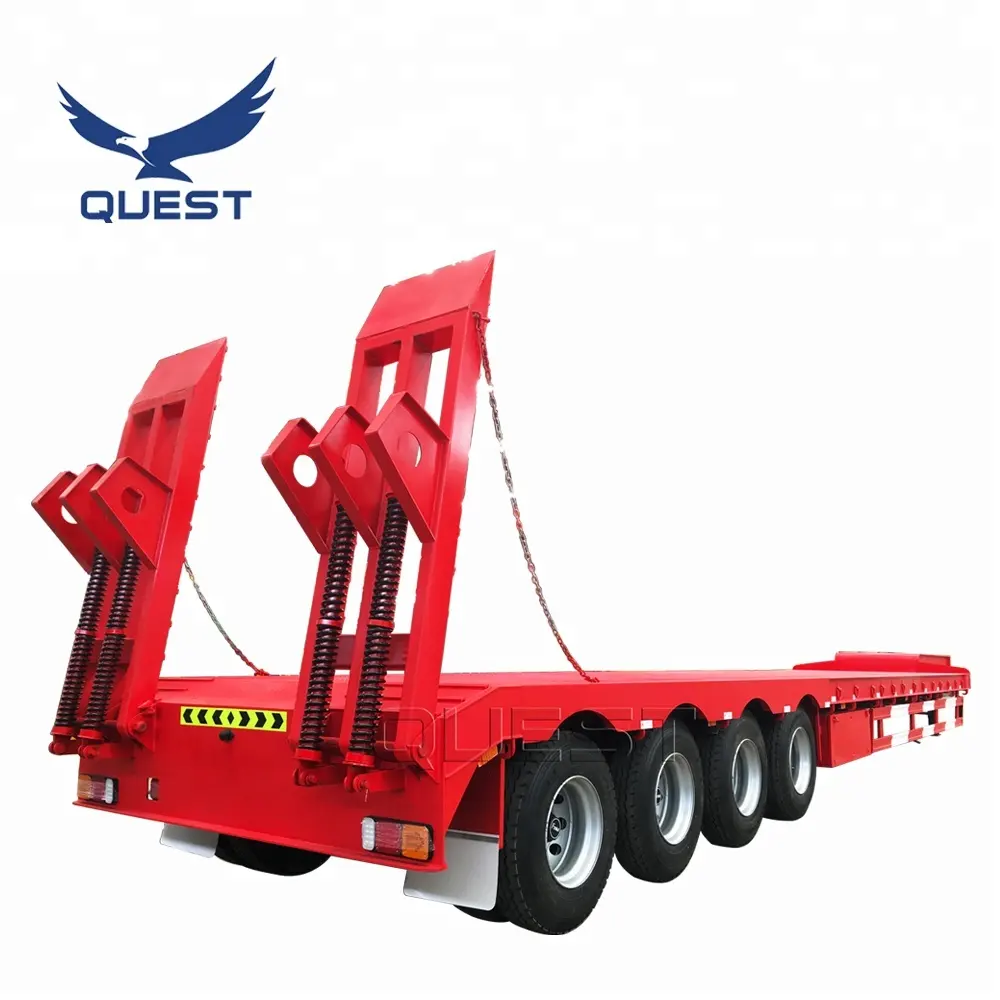 Quest China Fabriek 4 Assen Laag Bed Vrachtwagens 80-100Tons Lowbed Trailers Voor Verkoop