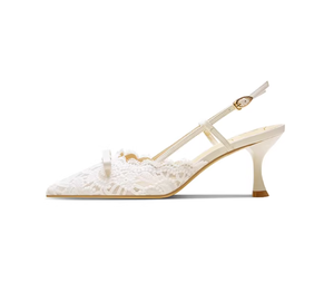 Scarpe da Sposa con Fiocco in Pizzo, Comode Scarpe con <span class=keywords><strong>Tacco</strong></span> <span class=keywords><strong>a</strong></span> Spillo per Matrimoni e Fidanzamenti - Product Image 2