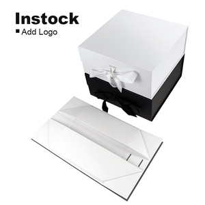 clothes white storage present foldable boxes and custom cardboard gift box packaging printing logo with ribbon