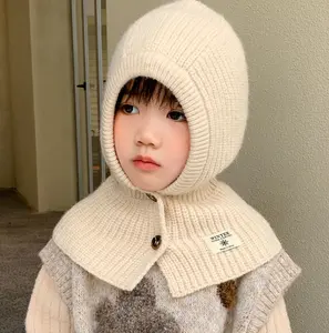Winter Warm Knitted Balaclava Hat Plush Earflap Hood Baby Kids Winter Hat