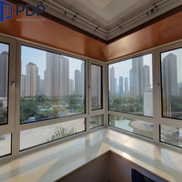 Elegantes ventanas abatibles de diseño europeo moderno de 4 paneles Villas de bajo valor U de alta calidad con marco de aleación de aluminio de vidrio templado