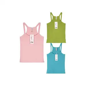 manufacturers Seamless Rib Knit Sleeveless Women's Tank Top OEM Custom Logo Vest Basic Top Women