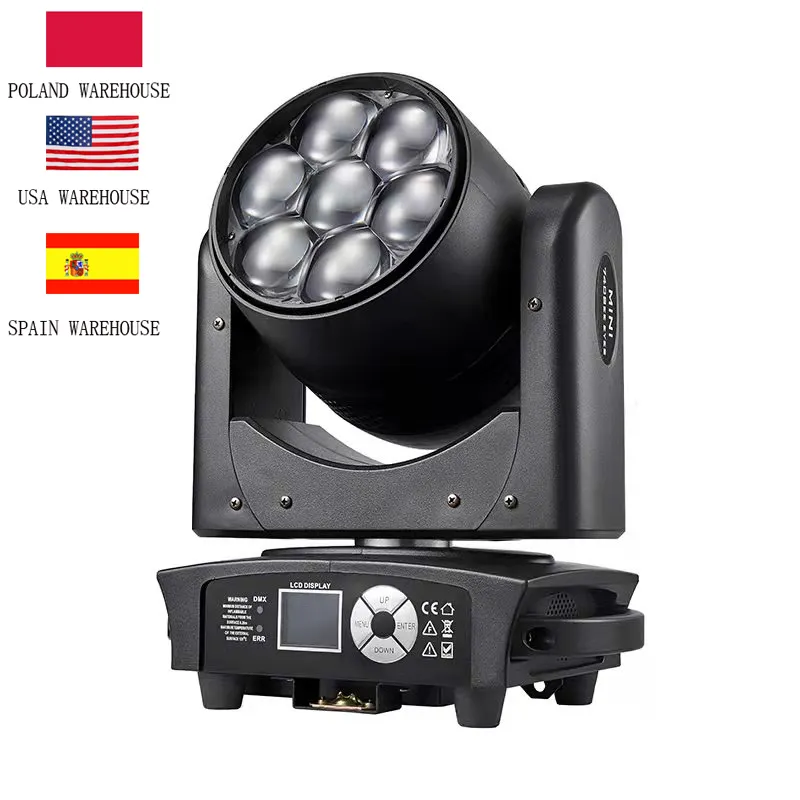 EU Stock Mini 740 7X40W RGBW LED Zoom Moving Head Stage Light Bee Eye Design CTO Color Parties Weddings Clubs Events DMX IP20