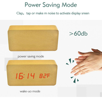 Jam Alarm Digital Kayu dengan Layar LED, Kontrol Suara, Pengisian Daya USB, Tampilan Waktu, Tanggal, dan Suhu, Tahun 2020