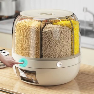 Household 360-Degree Rice Dispenser <b>Kitchen</b> Moisture-Proof 6-Grid Rotating Food Grain Cereal <b>Storage</b> <b>Box</b> Container Dispenser - Product Image 6