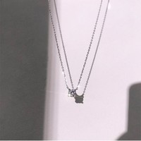 Collar Solitario CYNYA de Plata Esterlina 925 con Circonita Cúbica de 4 Puntas, Estilo Minimalista para Mujer, Joyería de Moda