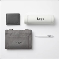 Set Hadiah Promosi Perusahaan Mewah dengan Logo Kustom, Set Hadiah Bisnis dengan Dompet Kulit, Botol Vakum, Tas Jinjing, dan Pulpen Logam