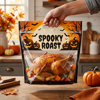 Sachet de luxe personnalisé imprimé pour Halloween, avec poignée, anti-buée, pour aliments chauds de supermarché, charcuterie et poulet rôti