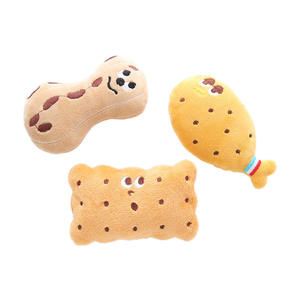 Nouveau design Jouet à mâcher pour chat en peluche, interactif et couineur, avec herbe à chat, en forme de cuisse de poulet, biscuit et cacahuète, durable et écologique - Product Image 4