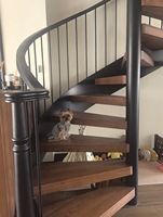 Escalier en colimaçon sur mesure avec marches en bois et garde-corps en aluminium pour villa, grenier, duplex, structure intérieure résidentielle gain de place