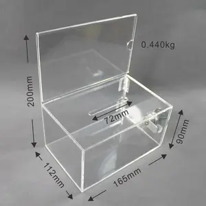 Custom Clear Acrylic Ballot Suggestion Collection Box With Lock Clear Acrylic Compartment Display Boxes
