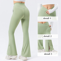 Pantalon évasé personnalisé avec impression DTG DTF, coupe en V, effet push-up, fente latérale, pour yoga, danse, fitness, avec poches