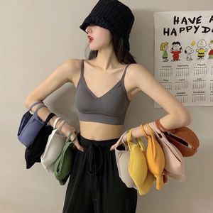 Sujetador de <span class=keywords><strong>Yoga</strong></span> deportivo inalámbrico de punto sin costuras transpirable <span class=keywords><strong>para</strong></span> mujer, chaleco de realce con tirantes de Color sólido, logotipo de copa transpirable de secado rápido - Product Image 4