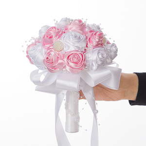 Blanc Satin Rose Clair Soie Rose Moderne Bouquet De Mariage De Luxe Bouquet De Mariée À La Main Mariée Tenu Dans La Main Fleur Romantique Valentine - Product Image 4