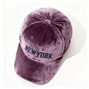 Neues Design Benutzer definiertes Logo Material Samt Newyork Baseball hut Stickerei lila gebogene Bill Baseball Caps - Product Image 3