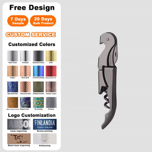 Destapador de Botellas de Cerveza y Vino Multifuncional <span class=keywords><strong>Personalizado</strong></span> de Acero Inoxidable Negro, Directo de Fábrica - Product Image 1