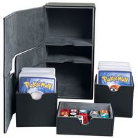 Boîte de rangement double tiroir FX Premium avec plateau à dés - Contient plus de 200 cartes - Étui double à clapet pour Commander Pokémon - Logo personnalisé OEM