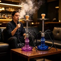 Fourniture transfrontalière : Kits de chicha grand format en acier inoxydable 304 avec flacon en verre dépoli en forme de gourde, Chicha arabe