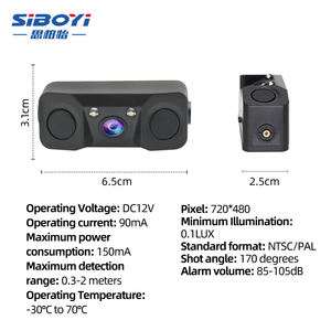 Caméra de recul <span class=keywords><strong>radar</strong></span> visuel 3 en 1 170 °   Capteur de stationnement à vision nocturne HD avec alarme sonore, caméra de recul pour véhicule étanche IP68 - Product Image 2