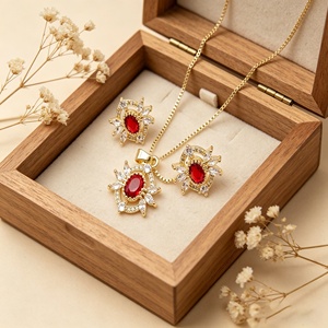Women 18K Gold Plated Sunflower Color Zircon Engagement Jewelry <b>Set</b> Pendant Necklace Earring Stud Earring Vintage <b>Crystal</b> - Product Image 1