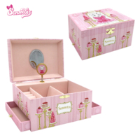Boîte à musique Princesse Rose pour enfants - Étui à bijoux en papier haut de gamme, musique à cordon et mini miroir, cadeau d'anniversaire pour filles