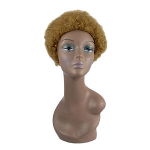 Parrucche Afro corte di alta qualità al miglior prezzo Pixie Cut parrucca Afro riccia molto corta sul retro - Product Image 4