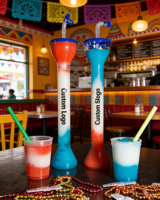 Gobelets en plastique à long col de 16oz/24oz/32oz (600ml, 1000ml, 1L) pour fêtes et boissons glacées, avec paille