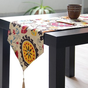 Runner da tavolo in lino di cotone con foglie di fiori etnici di vendita calda soggiorno sala da pranzo decorazione della cucina Runner da tavolo - Product Image 5