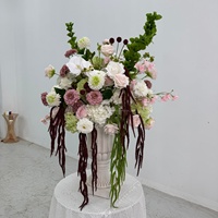 Centre de table de réception de mariage, arrangement de boules de fleurs artificielles en cascade, rose poussiéreuse et blanc, pour la décoration des organisateurs d'événements