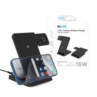 Estación de carga inalámbrica rápida Soporte de cargador inalámbrico de teléfono magnético Caliente Plegable Portátil 15W 3 en 1 Cargador inalámbrico