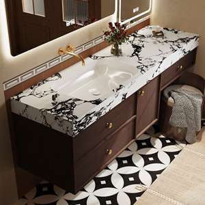 <span class=keywords><strong>Mobile</strong></span> da <span class=keywords><strong>Bagno</strong></span> in Stile Retrò con Lavabo, <span class=keywords><strong>Mobile</strong></span> in Legno Massello con Lavabo Singolo, Armadietto con Specchio Intelligente per Bagni Moderni - Product Image 4