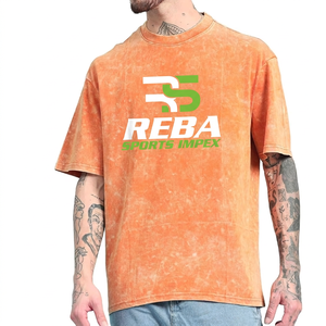 Camiseta Deportiva Reba Sports Impex para Hombre, Color Naranja Tie Dye, Manga Corta, Cuello Redondo, Corte Regular, Algodón, Ropa Casual - Product Image 1