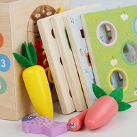 Boîte d'Intelligence Montessori 8-en-1 en Bois, Jouet d'Éveil pour Développer la Motricité Fine et Jeu de Récolte de Carottes