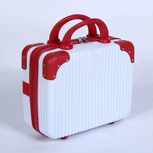 Mini Cosmetic Case 14-Inch ABS Portable Stripe Pattern Zipper Closure <b>Soft</b> Handle Travel Storage <b>Box</b> - Product Image 2