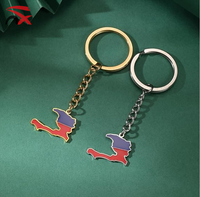 Porte-clés Souvenir en Alliage avec Pendentif Carte du Drapeau National d'Haïti, Vente en Gros Directe Usine Chine